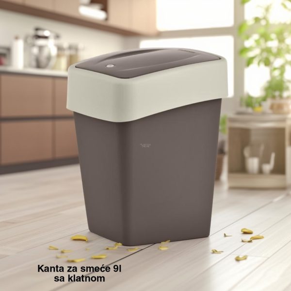 Kanta za smeće 9l sa klatnom , kanta za otpad, kanta za smeće, kanta za kuhinju, kanta za kupatilo, kanta za kancelariju  MOKA KREM