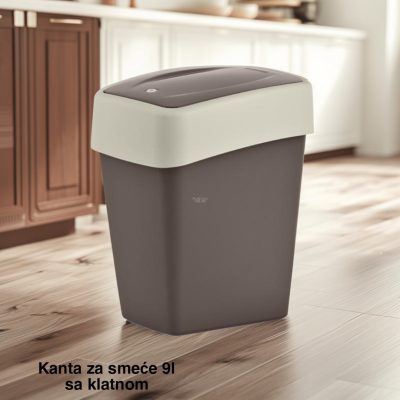 Kanta za smeće 9l sa klatnom , kanta za otpad, kanta za smeće, kanta za kuhinju, kanta za kupatilo, kanta za kancelariju  MOKA KREM