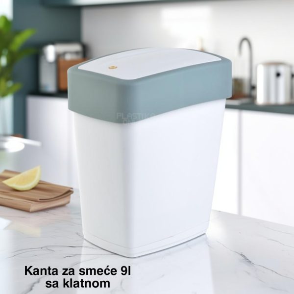 Kanta za smeće 9l sa klatnom , kanta za otpad, kanta za smeće, kanta za kuhinju, kanta za kupatilo, kanta za kancelariju bela morska pena.jpg