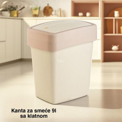 Kanta za smeće 9l sa klatnom , kanta za otpad, kanta za smeće, kanta za kuhinju, kanta za kupatilo, kanta za kancelariju  krem mokri pesak