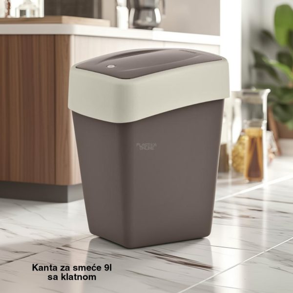 Kanta za smeće 9l sa klatnom , kanta za otpad, kanta za smeće, kanta za kuhinju, kanta za kupatilo, kanta za kancelariju  MOKA KREM