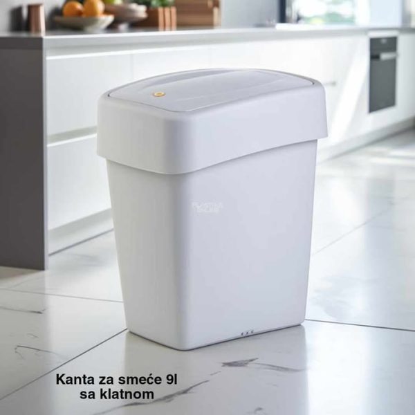 Kanta za smeće 9l sa klatnom , kanta za otpad, kanta za smeće, kanta za kuhinju, kanta za kupatilo, kanta za kancelariju svetlo siva