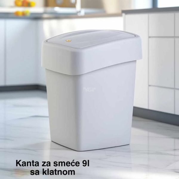 Kanta za smeće 9l sa klatnom , kanta za otpad, kanta za smeće, kanta za kuhinju, kanta za kupatilo, kanta za kancelariju svetlo siva