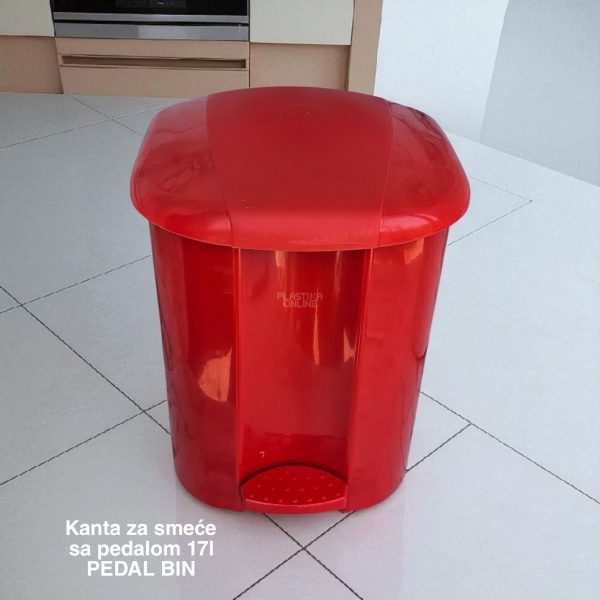 Kanta za smeće sa pedalom 17l , kanta za otpad, kanta za smeće, kanta za kuhinju, kanta za kupatilo, kanta za kancelariju crvena