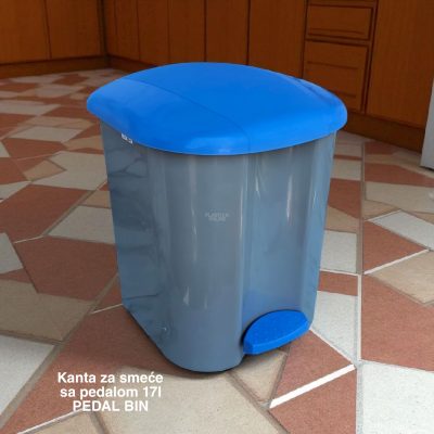 Kanta za smeće sa pedalom 17l , kanta za otpad, kanta za smeće, kanta za kuhinju, kanta za kupatilo, kanta za kancelariju sivo plava