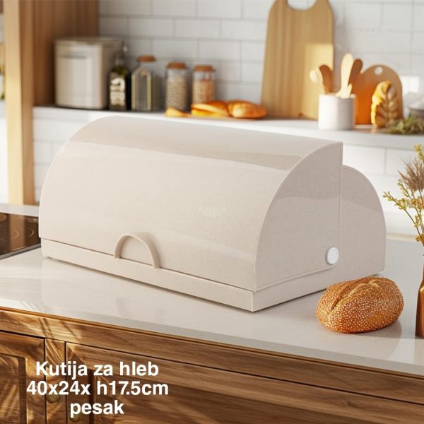 Kutija za hleb 40 x 24 x H17,5 cm , kutija za hleb, plastična kutija za hleb, kutija za odlaganje hleba pesak 1