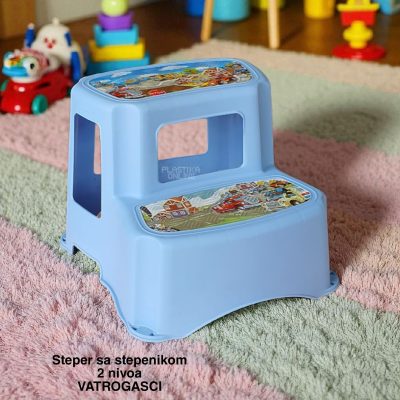 Steper sa stepenikom 2 nivoa, stepenik za decu, stepenice za decu, dupli steper za decu, plasticne stepenice, stepenice za decu za kupatilo VATROGASCI