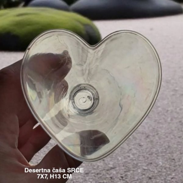 Desertna čaša SRCE h13cm, Plastična desertna čaša, Višekratna desertna čaša, Čaša za ketering i proslave, Plastične desertne čaše, recept za desert u čaši