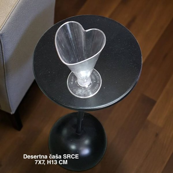 Desertna čaša SRCE h13cm, Plastična desertna čaša, Višekratna desertna čaša, Čaša za ketering i proslave, Plastične desertne čaše, recept za desert u čaši
