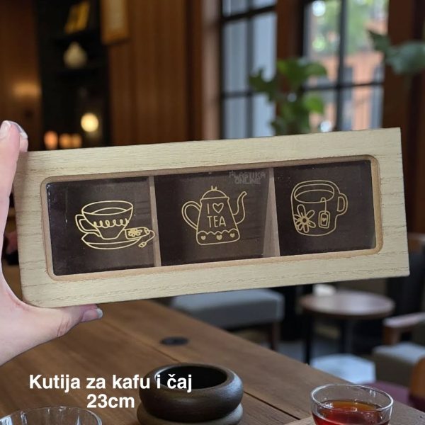 Kutija za kafu i čaj 23 cm, Drvena kutija za kafu i čaj, Kutija za kafu, Kutija za čaj, Višenamenska kutija