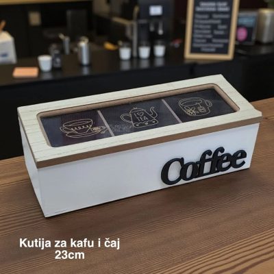 Kutija za kafu i čaj 23 cm, Drvena kutija za kafu i čaj, Kutija za kafu, Kutija za čaj, Višenamenska kutija