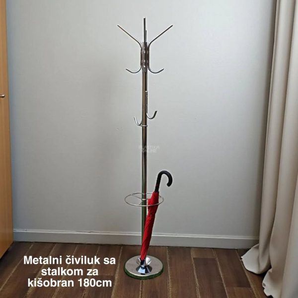 Metalni čiviluk sa stalkom sa kišobran 180 cm, Metalni čiviluk 180 cm, Metalni čiviluk za jakne i kapute, Metalni čiviluk za hodnik
