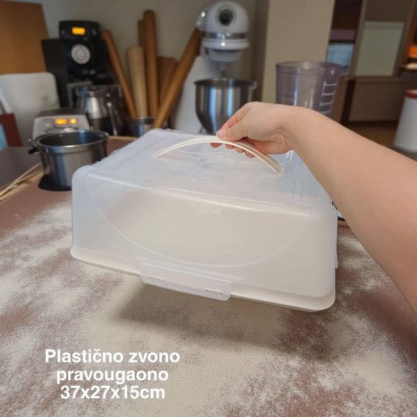 Plastično zvono pravougaono 37x27xh15cm, zvono za tortu pravougaono, zvono za tortu četvrtasto, zvono za tortu plastika, veliko zvono za tortu