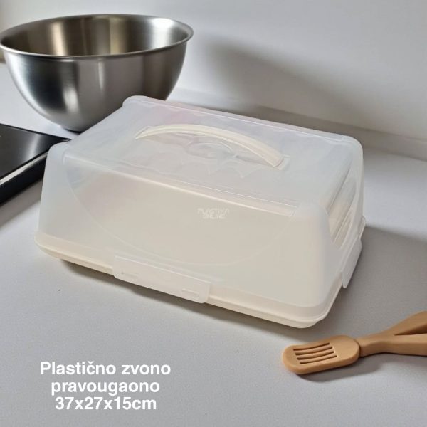 Plastično zvono pravougaono 37x27xh15cm, zvono za tortu pravougaono, zvono za tortu četvrtasto, zvono za tortu plastika, veliko zvono za tortu
