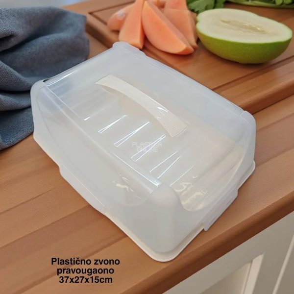 Plastično zvono pravougaono 37x27xh15cm, zvono za tortu pravougaono, zvono za tortu četvrtasto, zvono za tortu plastika, veliko zvono za tortu