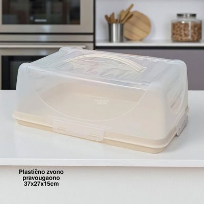 Plastično zvono pravougaono 37x27xh15cm, zvono za tortu pravougaono, zvono za tortu četvrtasto, zvono za tortu plastika, veliko zvono za tortu