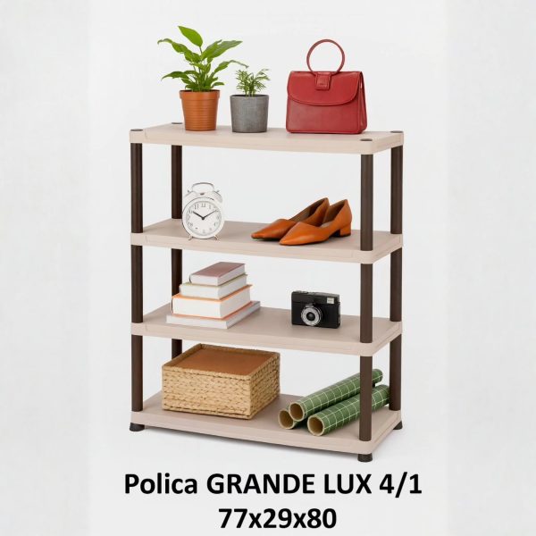 Polica GRANDE LUX 4 ,Polica za knjige , cipelarnik, plasticna polica