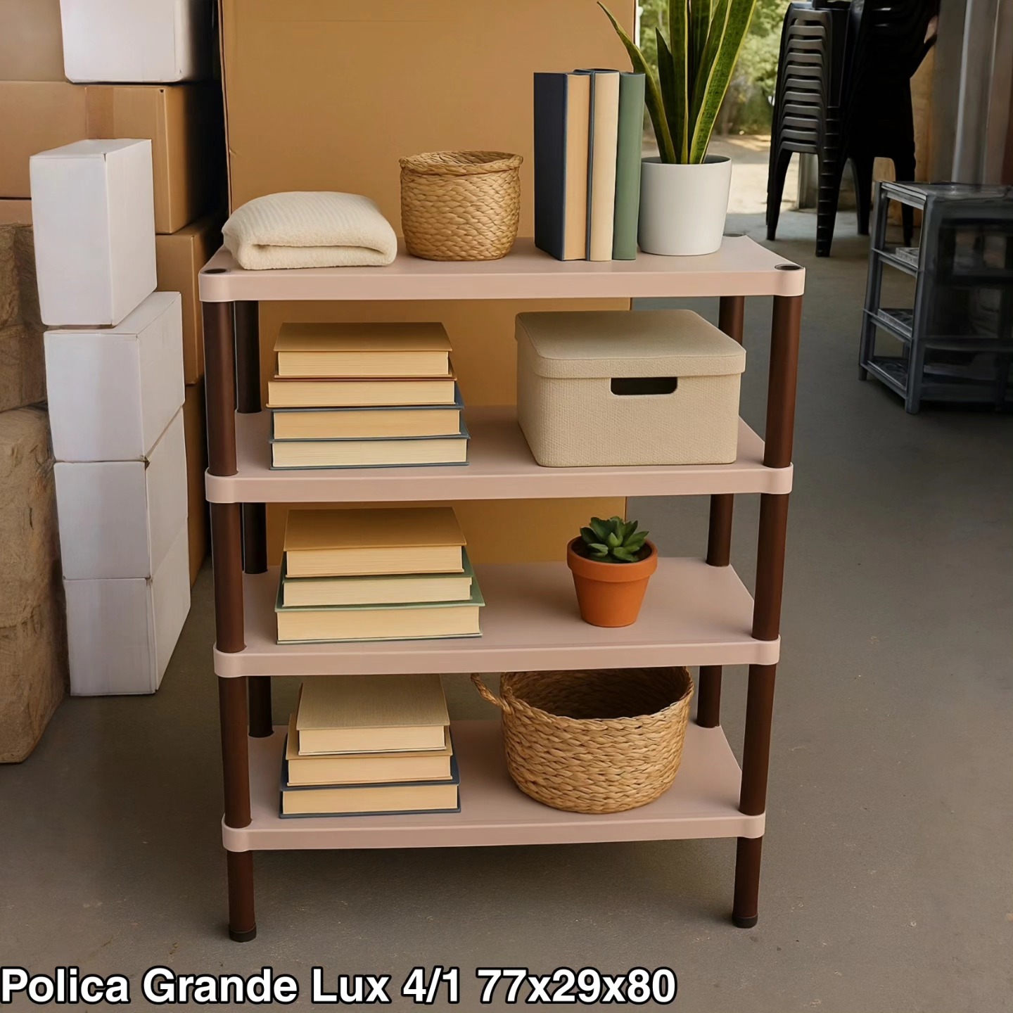 Polica GRANDE LUX 4 ,Polica za knjige , cipelarnik, plasticna polica