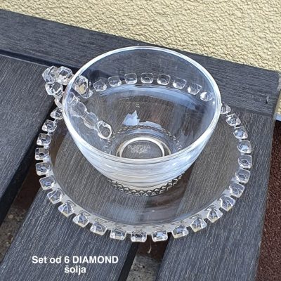 Set od 6 Diamond šolja 200 ml , staklene solje, solje za kafu