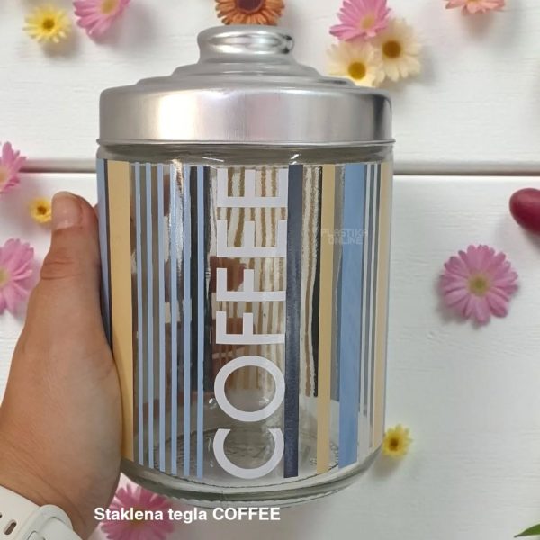 Staklena tegla Coffee h16, Staklena tegla za kafu, Staklena tegla za kuhinju, Staklena tegla za odlaganje