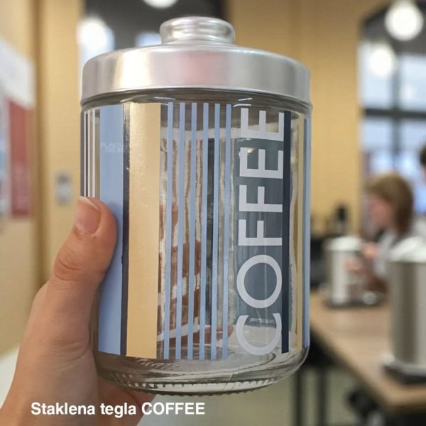 Staklena tegla Coffee h16, Staklena tegla za kafu, Staklena tegla za kuhinju, Staklena tegla za odlaganje