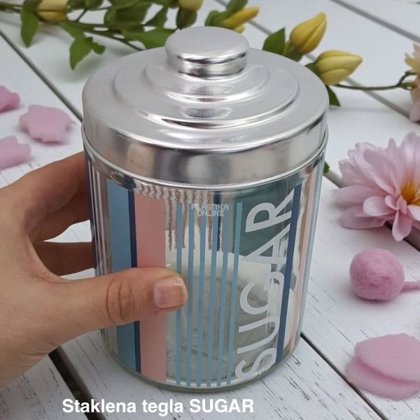 Staklena tegla Sugar h16, Staklena tegla za kafu, Staklena tegla za kuhinju, Staklena tegla za odlaganje