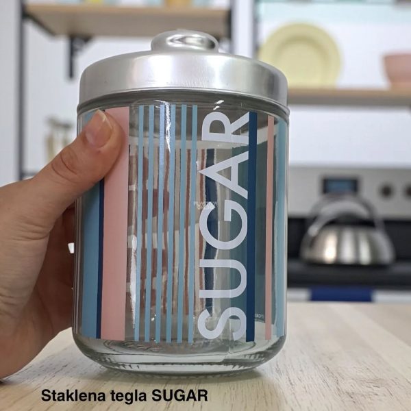Staklena tegla Sugar h16, Staklena tegla za kafu, Staklena tegla za kuhinju, Staklena tegla za odlaganje