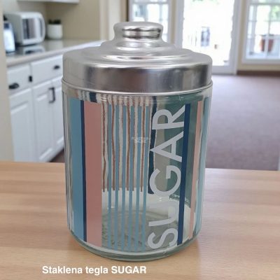 Staklena tegla Sugar h16, Staklena tegla za kafu, Staklena tegla za kuhinju, Staklena tegla za odlaganje