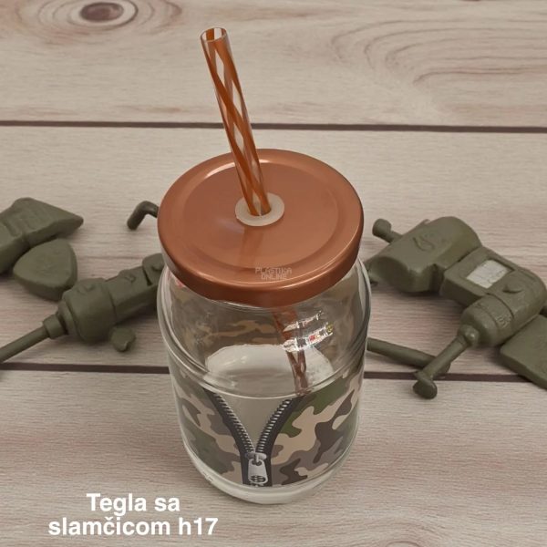 Staklena tegla sa slamkom h13