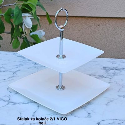 Stalak za kolače 2/1 , Dvospratni stalak za kolače, Stalak za posluženje, Kvalitetan plastični stalak za kolače, Stalak za ketering, Dekorativni stalak