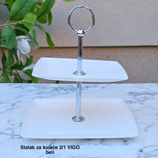 Stalak za kolače 2/1 , Dvospratni stalak za kolače, Stalak za posluženje, Kvalitetan plastični stalak za kolače, Stalak za ketering, Dekorativni stalak