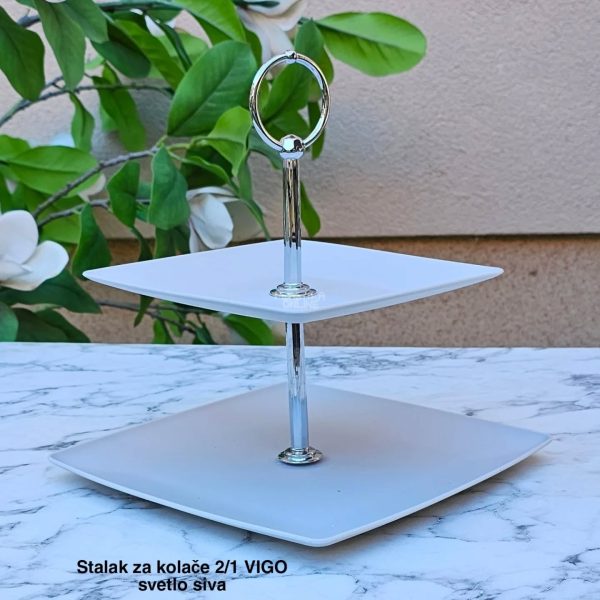 Stalak za kolače 2/1 , Dvospratni stalak za kolače, Stalak za posluženje, Kvalitetan plastični stalak za kolače, Stalak za ketering, Dekorativni stalak