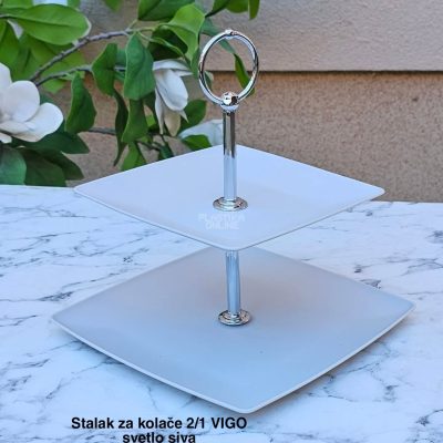 Stalak za kolače 2/1 , Dvospratni stalak za kolače, Stalak za posluženje, Kvalitetan plastični stalak za kolače, Stalak za ketering, Dekorativni stalak