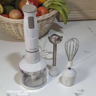 Štapni mikser i blender MUHLER MB603, Štapni mikser, Blender nastavak za potaže, smutije i soseve, Nastavak za mućenje šlaga i jaja, Posuda sa seckom