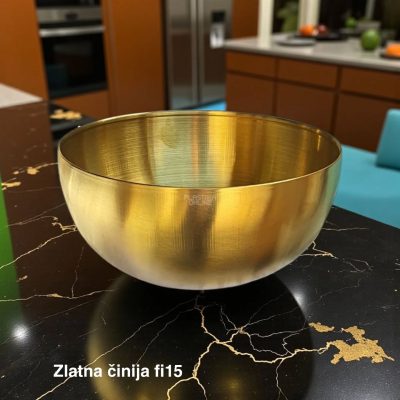 Zlatna činija fi15, metalna činija, činija prečnika 15 cm, posuda za serviranje, činija za ketering, višnamenska činija