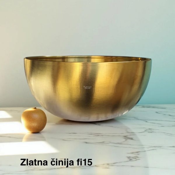Zlatna činija fi15, metalna činija, činija prečnika 15 cm, posuda za serviranje, činija za ketering, višnamenska činija