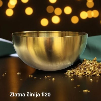 Zlatna činija fi20, metalna činija, činija prečnika 15 cm, posuda za serviranje, činija za ketering, višnamenska činija