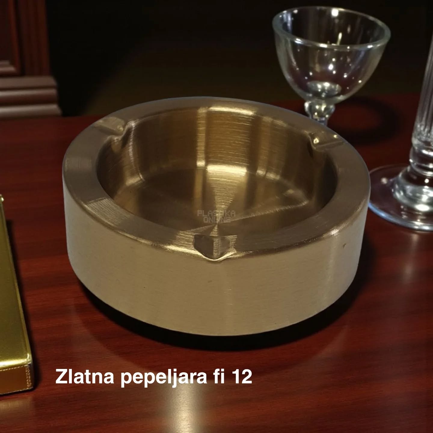 Zlatna pepeljara fi12 , Metalna pepeljara, Pepeljara za sto, Dekorativna pepeljara