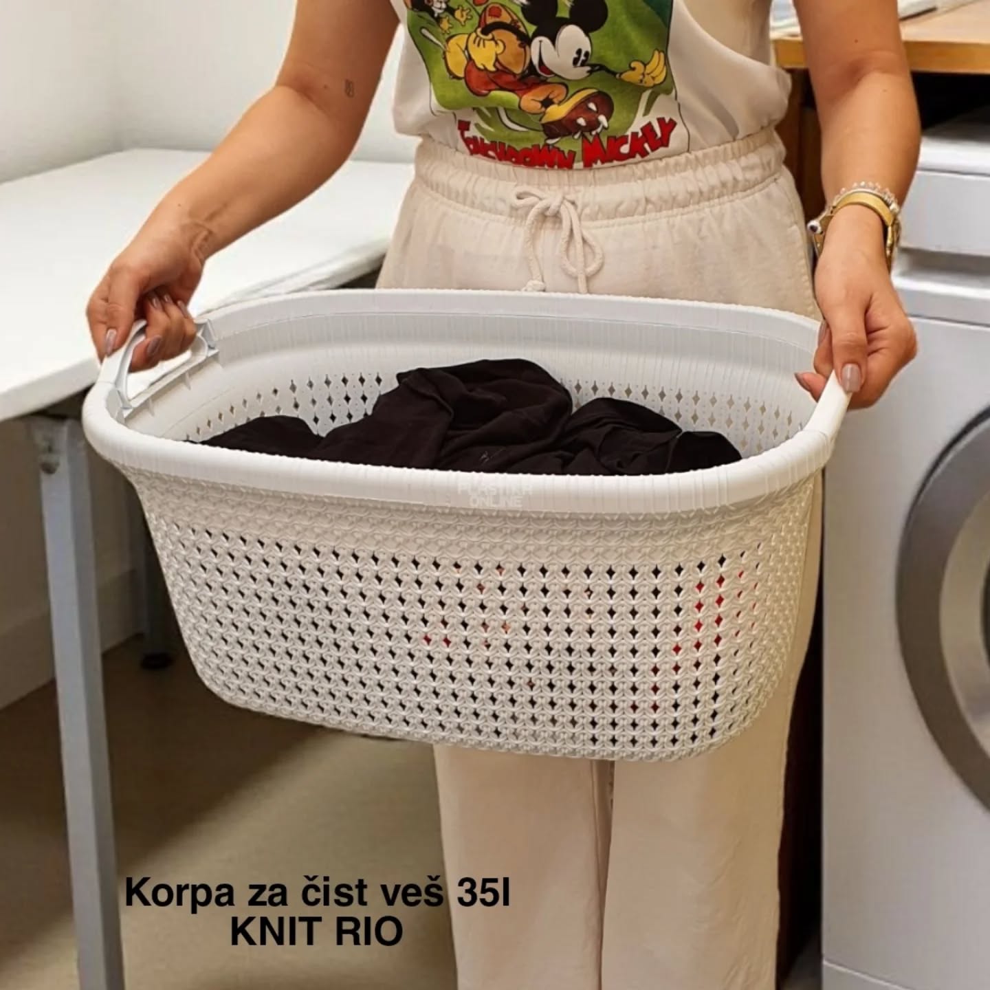 korpa za čist veš 35L KNIT RIO , Plastična korpa za čist veš, Knit korpa za veš
