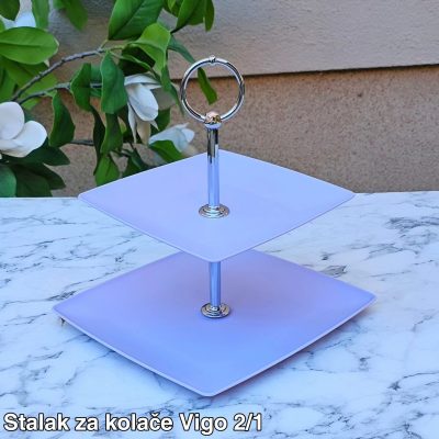 Stalak za kolače 2/1 , Dvospratni stalak za kolače, Stalak za posluženje, Kvalitetan plastični stalak za kolače, Stalak za ketering, Dekorativni stalak
