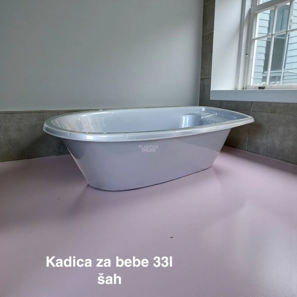 Kadica za bebe 33l, Kadica za bebu, Plastična kadica za kupanje beba, Kadica za novorođenče, funkcionalna kadica, kadice za bebe sah siva