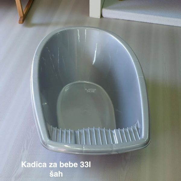 Kadica za bebe 33l, Kadica za bebu, Plastična kadica za kupanje beba, Kadica za novorođenče, funkcionalna kadica, kadice za bebe sah siva