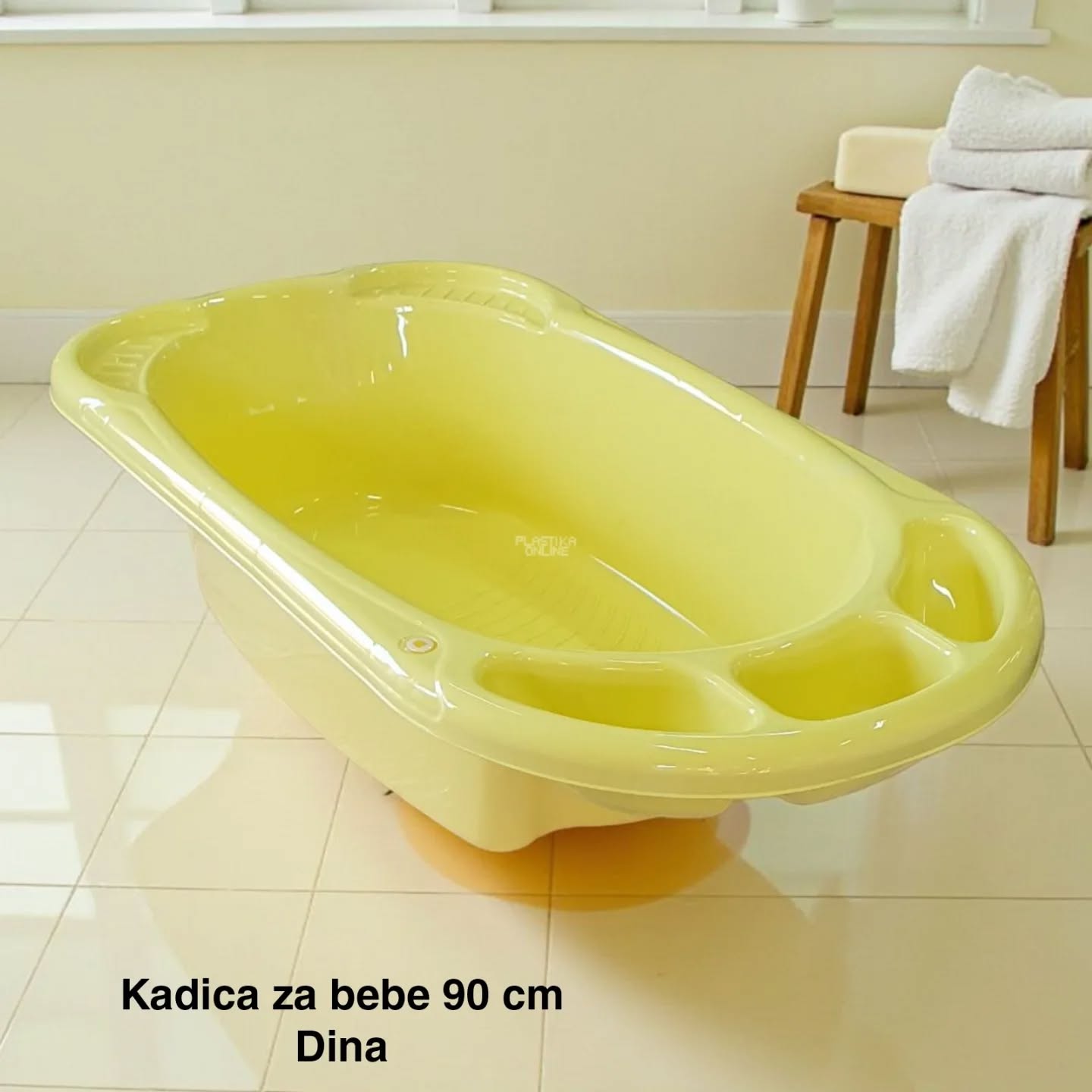 Kadica za bebe 90 cm, kadica za bebu, Kadica za novorođenče, Plastična kadica za kupanje beba limun zuta