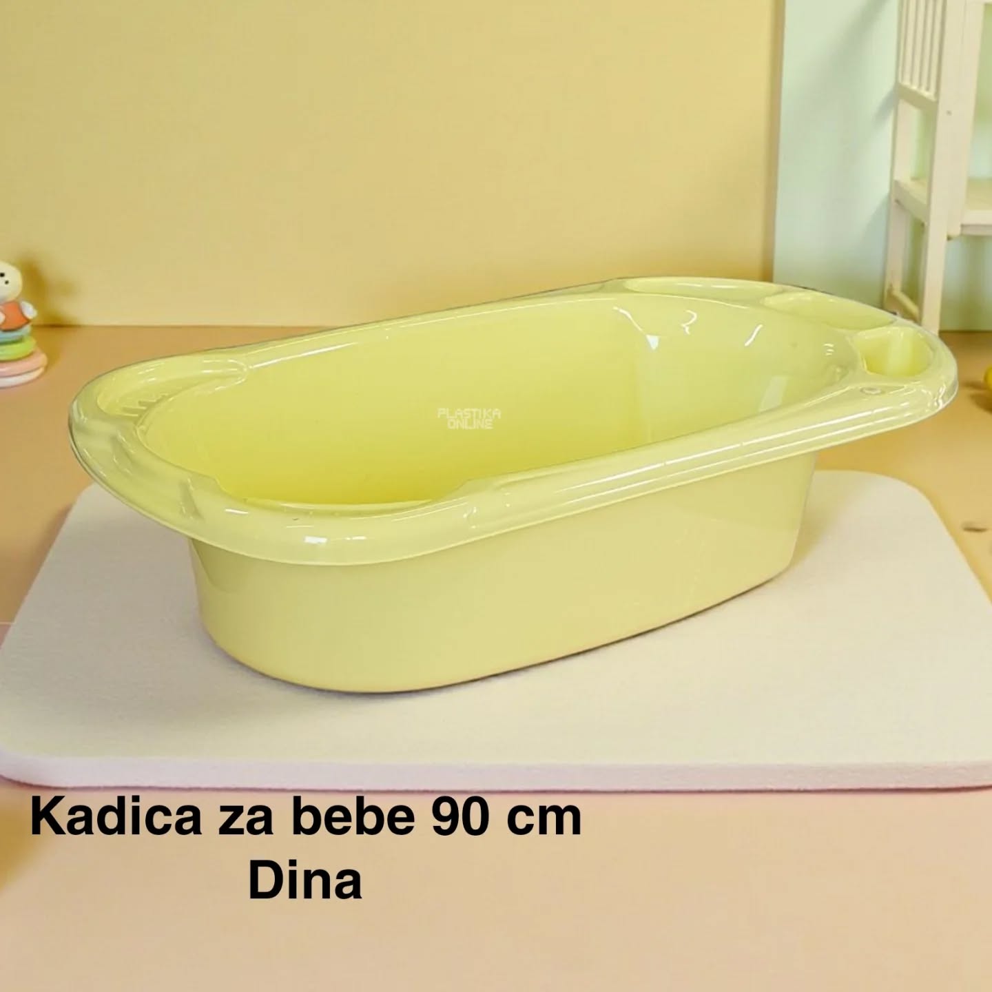 Kadica za bebe 90 cm, kadica za bebu, Kadica za novorođenče, Plastična kadica za kupanje beba limun zuta