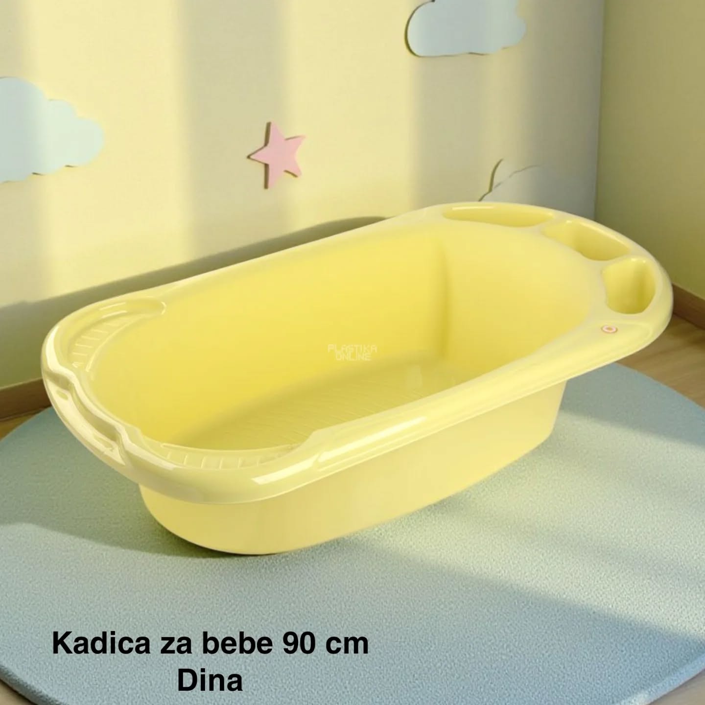 Kadica za bebe 90 cm, kadica za bebu, Kadica za novorođenče, Plastična kadica za kupanje beba limun zuta