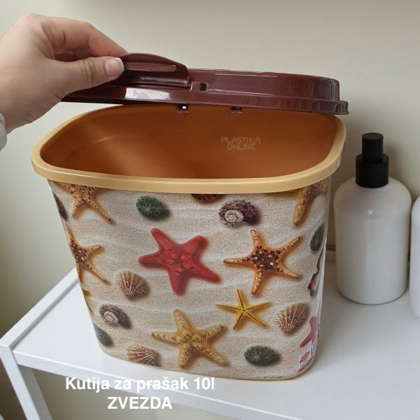 Kutija za prašak 10L, Plastična kutija za prašak, Kutija za prašak sa čvrstim poklopcem, Kutija za deterdžent 10L , Plastična kutija sa poklopcem za prašak, korpa za prašak 10L zvezda