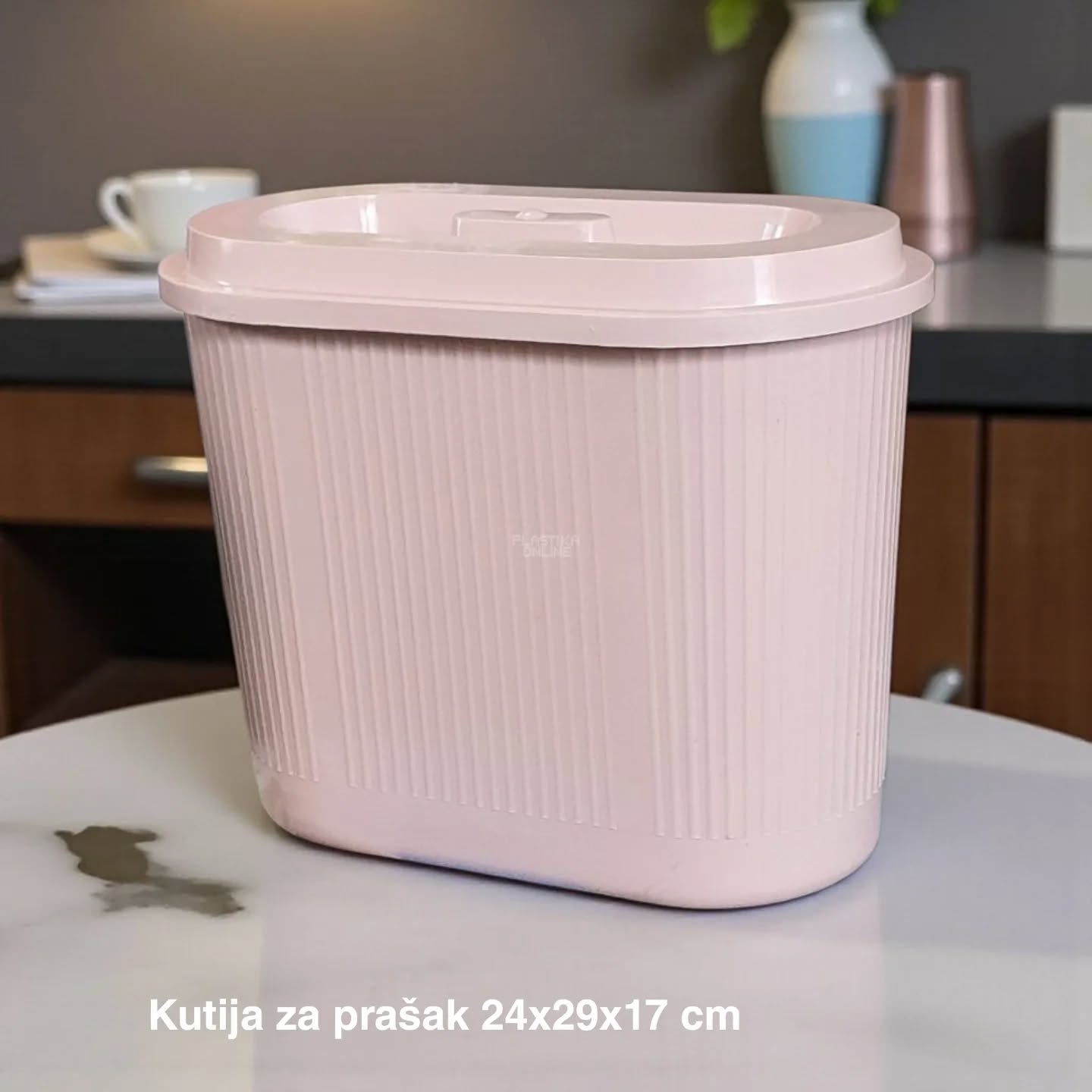 Kutija za prašak 24 x 29 x 17 cm, Plastična kutija za prašak, Kutija za prašak sa uklonjivim poklopcem, plastične kutije za prašak roze