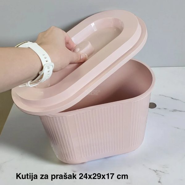 Kutija za prašak 24 x 29 x 17 cm, Plastična kutija za prašak, Kutija za prašak sa uklonjivim poklopcem, plastične kutije za prašak roze