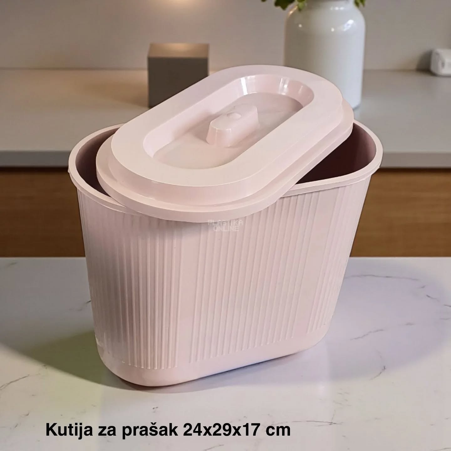 Kutija za prašak 24 x 29 x 17 cm, Plastična kutija za prašak, Kutija za prašak sa uklonjivim poklopcem, plastične kutije za prašak roze