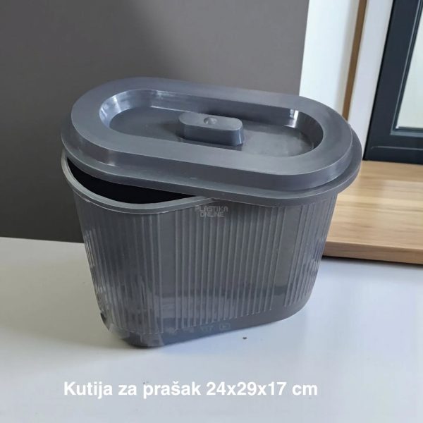 Kutija za prašak 24 x 29 x 17 cm, Plastična kutija za prašak, Kutija za prašak sa uklonjivim poklopcem, plastične kutije za prašak siva 1